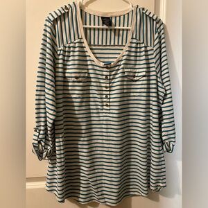 Faded Glory Striped Blue and White Top